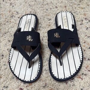 Ralph Lauren Black and Cream Flip Flops
